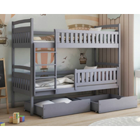 Dětská patrová postel z masivu IGOREK se šuplíky - 200x90 cm - ŠEDÁ