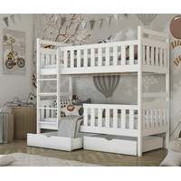 Dětská patrová postel z masivu MARIE se šuplíky 200x90 cm - bílá