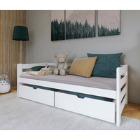 Dětská postel z masivu borovice se šuplíky EGO - 200x90 cm - bílá