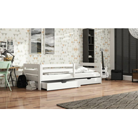 Dětská postel z masivu borovice se šuplíky EGO - 200x90 cm - bílá
