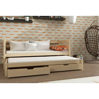 Dětská postel z masivu ZUZANA s přistýlkou a šuplíky - 200x90 cm - bílá