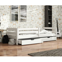 Dětská postel z masivu EGO se šuplíky - 200x90 cm - bílá