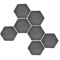 Samolepící filcové panely na zeď HEXAGON - 7 ks - šedé