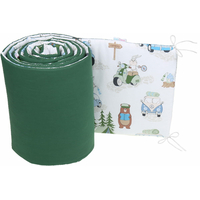 Ochranný mantinel do postýlky 180x30 cm BABYMAM PREMIUM - Kempování/tmavě zelená