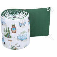 Ochranný mantinel do postýlky 180x30 cm BABYMAM PREMIUM - Kempování/tmavě zelená