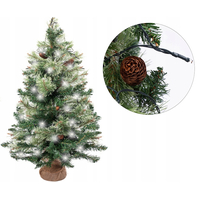 Umělý vánoční stromek s šiškami a LED světýlky - 100 cm