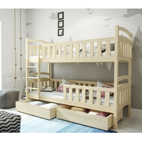 Dětská patrová postel z masivu DOMINIK II se šuplíky - 200x90 cm - přírodní borovice