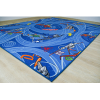 Dětský koberec LETADLA modrý 200x200 cm