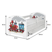 Dětská postel se šuplíkem s výřezem KOČIČKA - růžová 140x70 cm + matrace ZDARMA - NORSKÁ BOROVICE - 2x krátká zábrana