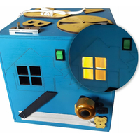 Dřevěná edukační kostka 20,5x20,5x20,5 cm - modrá