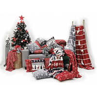 Vánoční polštář NOVEL 40x40 cm - vánoční ornamenty - červená/bílá