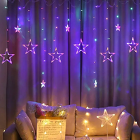 Vánoční svítící řetěz - hvězdy - 138 LED RGB - 250x110 cm s dálkovým ovládáním