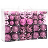 Vánoční závěsné baňky na stromeček - 100 ks - růžové