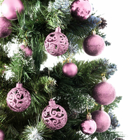 Vánoční závěsné baňky na stromeček - 100 ks - růžové