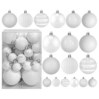 Vánoční závěsné baňky na stromeček - 6 druhů - 36 ks - bílé