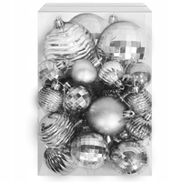 Vánoční závěsné baňky na stromeček - 6 druhů - 36 ks - stříbrné
