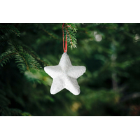 Vánoční závěsné baňky na stromeček - hvězdičky - 5 ks - bílé