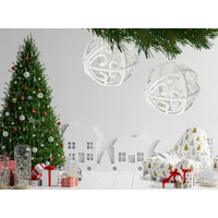 Vánoční závěsné baňky na stromeček - průhledné pletence - 6 ks - bílé
