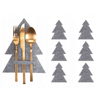 Vánoční obal na příbory - 6 ks - šedé - stromečky