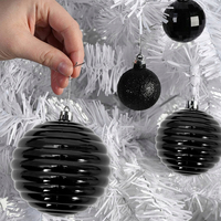 Vánoční závěsné baňky na stromeček - 3 velikosti - 6 druhů - 36 ks - černé
