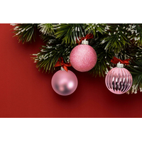 Vánoční závěsné baňky na stromeček - 3 velikosti - 6 druhů - 36 ks - růžové