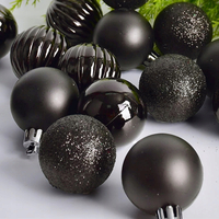 Vánoční závěsné baňky na stromeček - 3 velikosti - 6 druhů - 36 ks - tmavě šedé