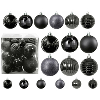 Vánoční závěsné baňky na stromeček - 3 velikosti - 6 druhů - 36 ks - tmavě šedé