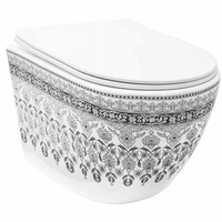 Závěsné WC Rea CARLO mini ARTE RIMLESS + Duroplast sedátko flat - bílé/tmavě šedé
