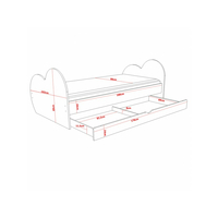 Dětská postel BALETKA 180x90 cm, se šuplíkem TMAVĚ ŠEDÁ + matrace ZDARMA