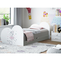 Dětská postel BALETKA 180x90 cm, se šuplíkem TMAVĚ ŠEDÁ + matrace ZDARMA
