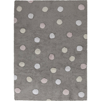 Ručně tkaný kusový koberec Tricolor Polka Dots Grey-Pink