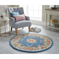 Ručně všívaný kusový koberec Lotus premium Blue circle