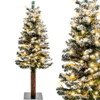 Umělý vánoční stromek s přírodním kmenem a LED světýlky - 120 cm