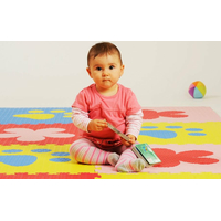 Pěnový BABY koberec s okraji - růžová,červená