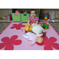 Pěnový BABY koberec s okraji - růžová,červená
