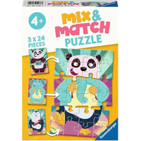 RAVENSBURGER Puzzle Mix&Match: Legrační zvířátka 3x24 dílků