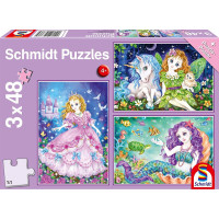 SCHMIDT Puzzle Princezna, víla a mořská panna 3x48 dílků