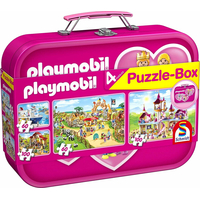 SCHMIDT Puzzle Playmobil 4v1 v plechovém kufříku (60,60,100,100 dílků)