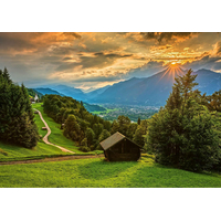 SCHMIDT Puzzle Západ slunce nad horskou vesnicí Wamberg 1500 dílků