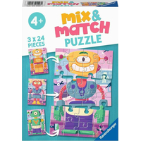 RAVENSBURGER Puzzle Mix&Match: Roztomilí roboti 3x24 dílků