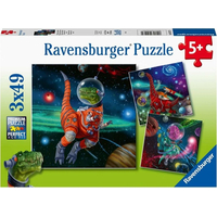 RAVENSBURGER Puzzle Dinosauři ve vesmíru 3x49 dílků