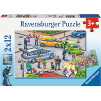 RAVENSBURGER Puzzle S modrým světlem na cestách 2x12 dílků