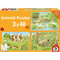 SCHMIDT Puzzle Zvířecí rodinky 3x48 dílků