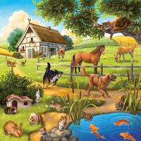 RAVENSBURGER Puzzle Zvířata v lese, ZOO a na statku 3x49 dílků