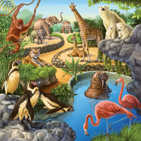RAVENSBURGER Puzzle Zvířata v lese, ZOO a na statku 3x49 dílků