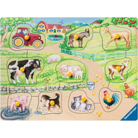 RAVENSBURGER Dřevěná vkládačka Ráno na farmě