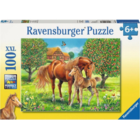 RAVENSBURGER Puzzle Koně na pastvině XXL 100 dílků