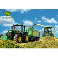SCHMIDT Puzzle John Deere Traktor s řezačkou 100 dílků + model SIKU