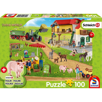 SCHMIDT Puzzle Schleich Farma s prodejním stánkem 100 dílků + figurka Schleich