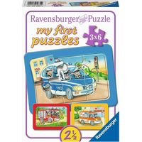 RAVENSBURGER Moje první puzzle Zásahová vozidla se zvířátky za volantem 3x6 dílků